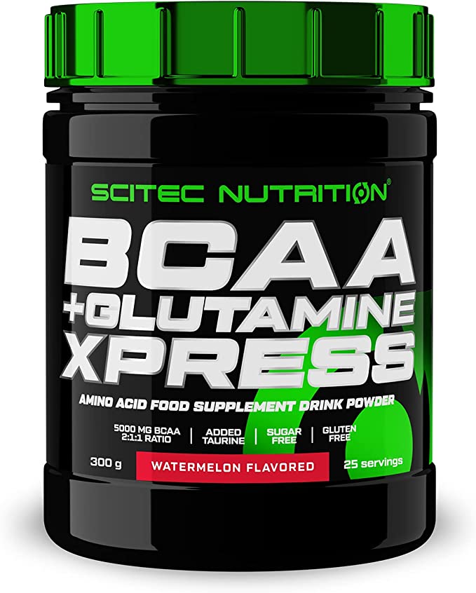 Scitec Nutrition 2:1:1 5000mg BCAA Plus Glutamine Express Powder Supplement Watermelon Flavor - sugar free, gluten free (300 g)