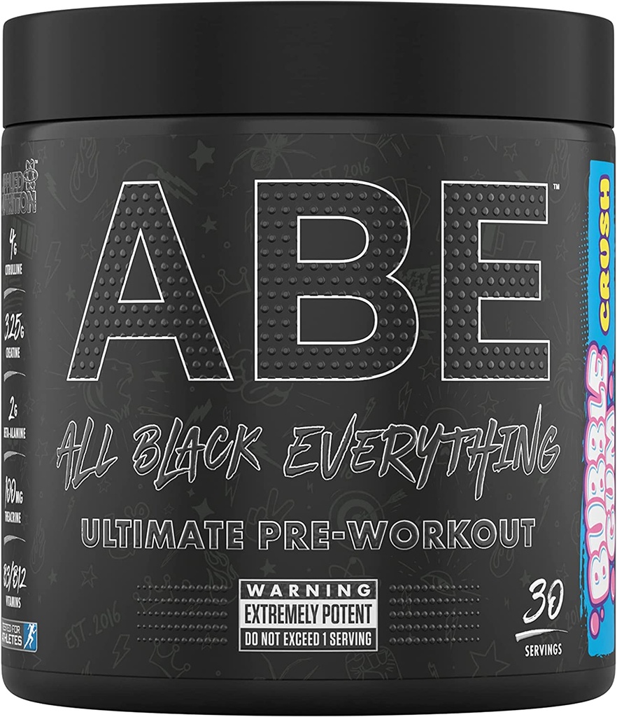 Applied Nutrition All Black Everything Ultimate Pre-Workout Powder Bubblegum Crush Flavor (315g)